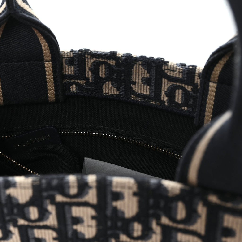 Oblique Calfskin Small Book Tote With Strap Blue Multicolor