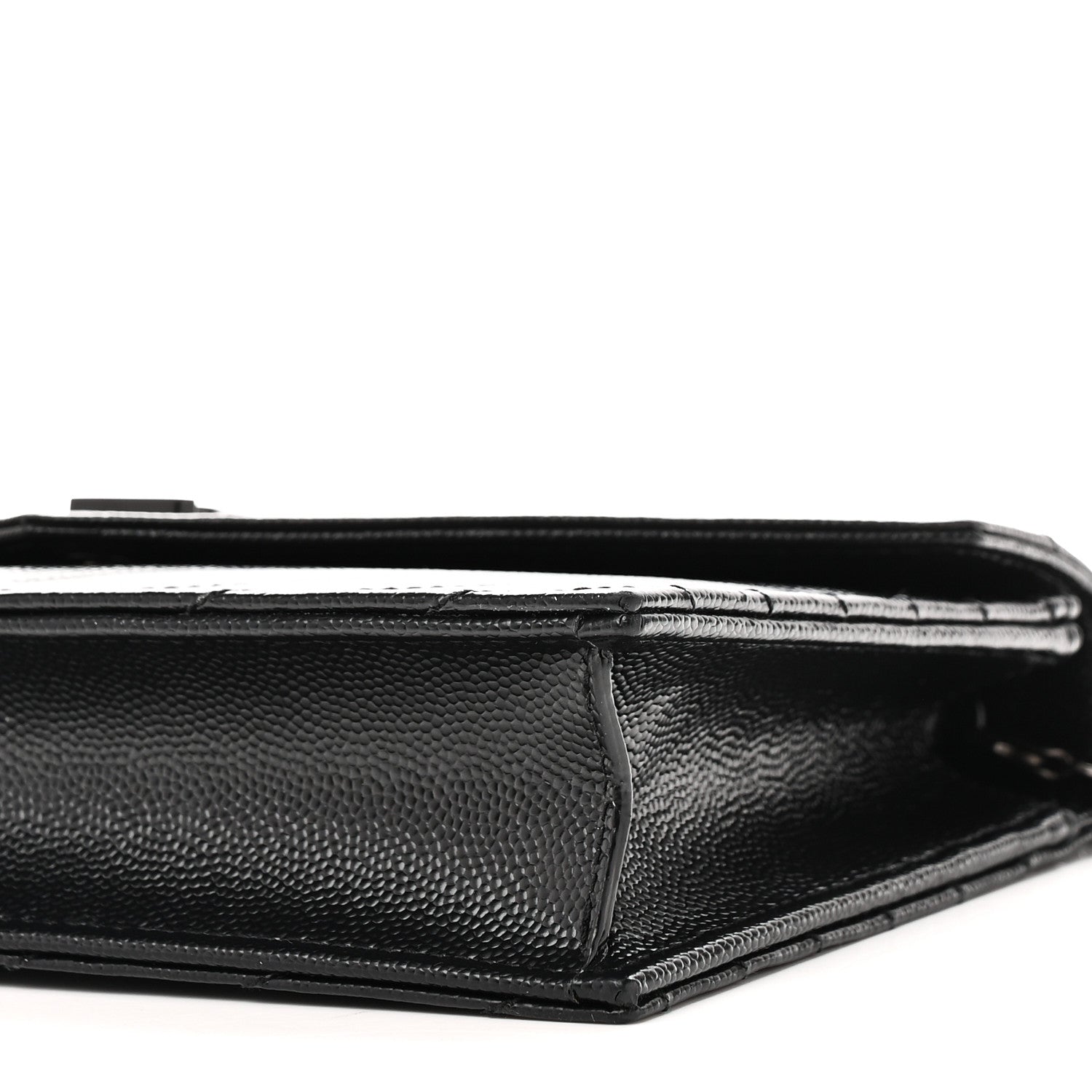 Grain De Poudre Matelasse Chevron Monogram Monochrome Envelope Chain Wallet Black