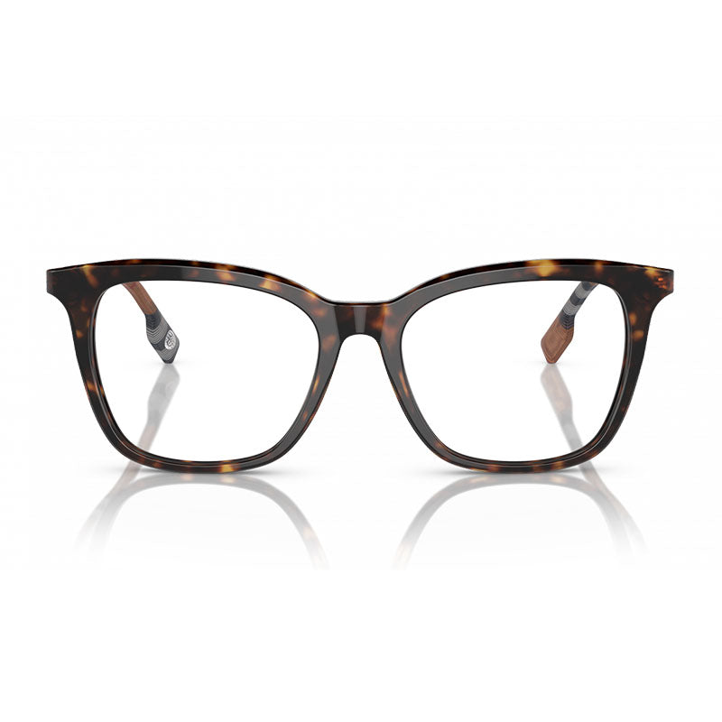 Burberry Eyeglasses Square Full Rim, Dark Havana Frame and Clear Demo Lenses Lens BE23904017