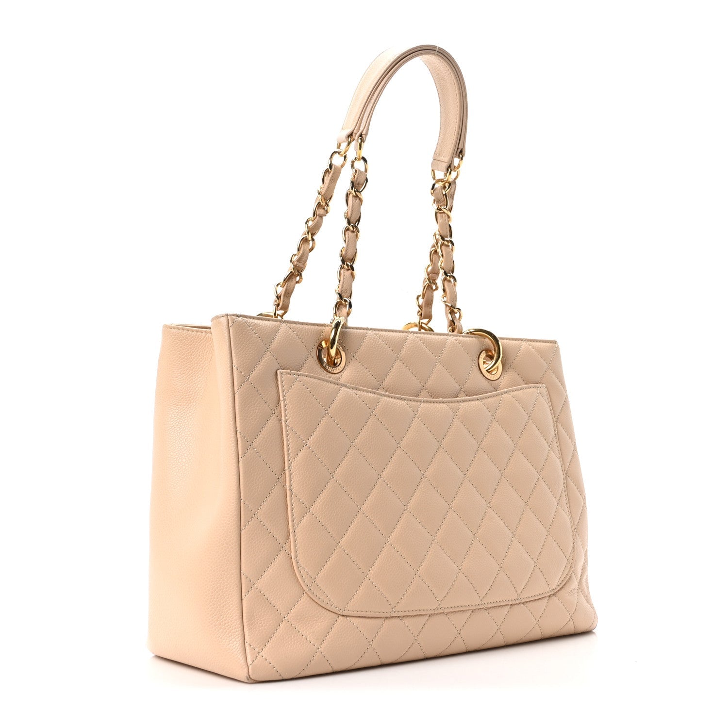 Caviar Quilted Grand Shopping Tote GST Beige Clair