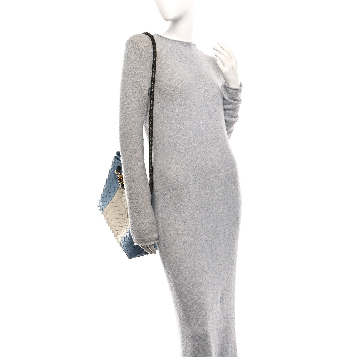 Nappa Intrecciato Medium Andiamo Shoulder Bag Sea Salt Ice Khaki