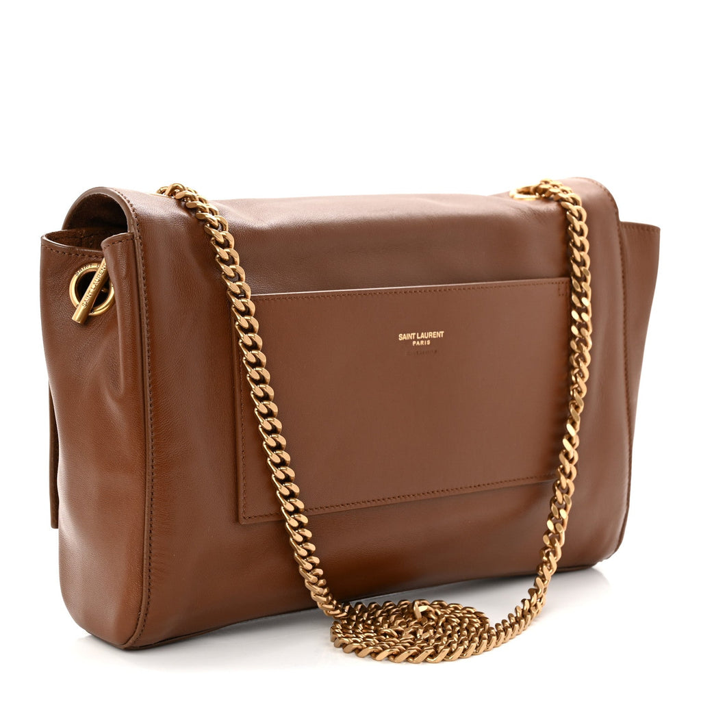 Suede Braided Monogram Large Kate Satchel Brown