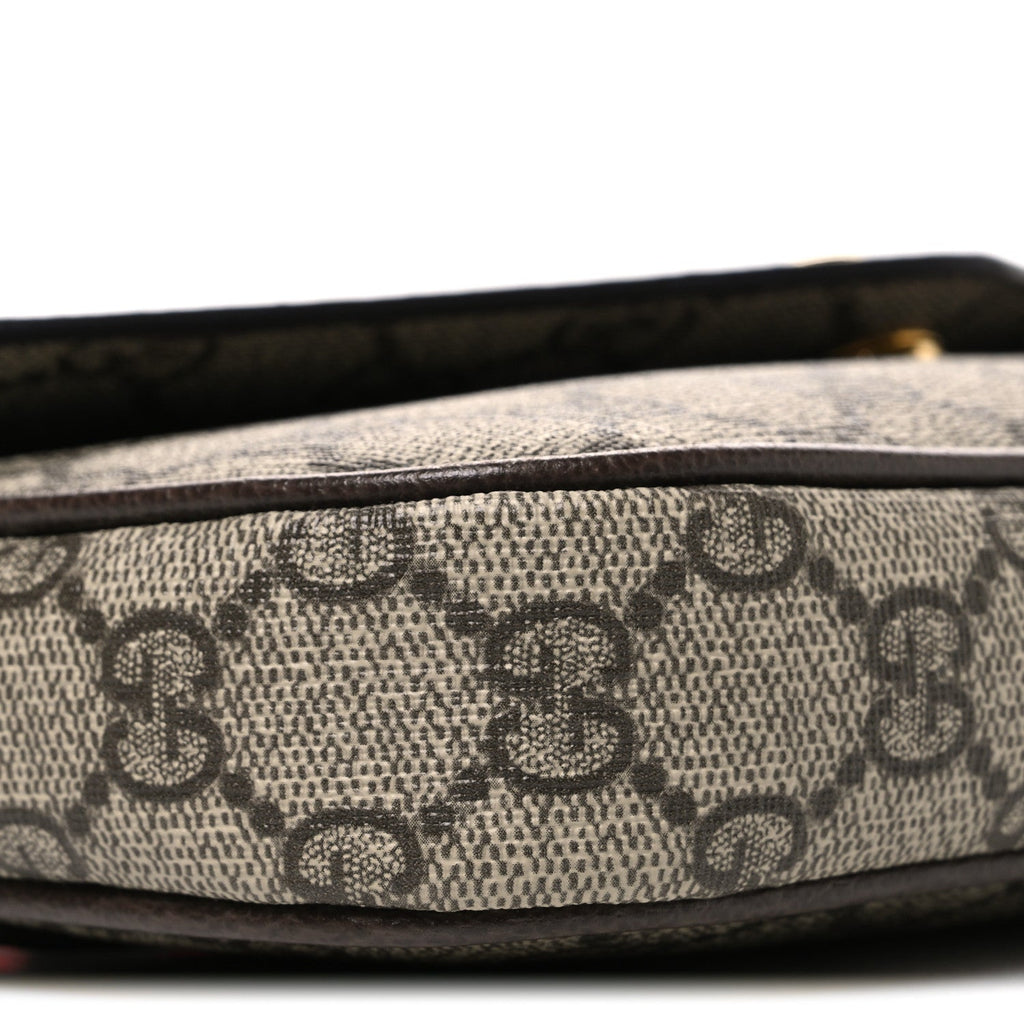 GG Supreme Monogram Textured Dollar Calfskin Web Mini Ophidia Envelope Shoulder Bag Beige Mystic White Oatmeal