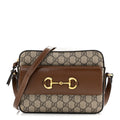 GG Supreme Monogram Small Horsebit 1955 Shoulder Bag Beige Brown Sugar