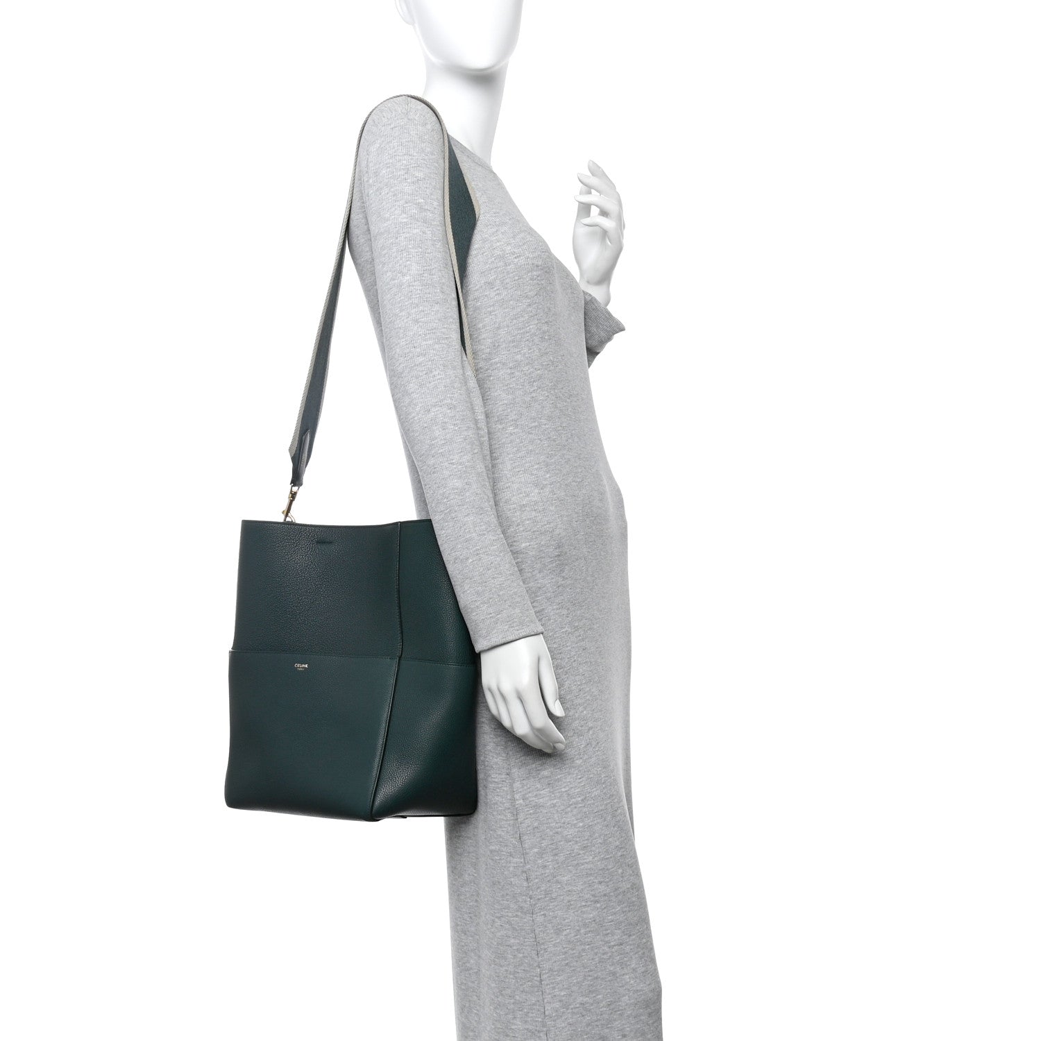 Soft Grained Calfskin Sangle Bucket Bag Amazone