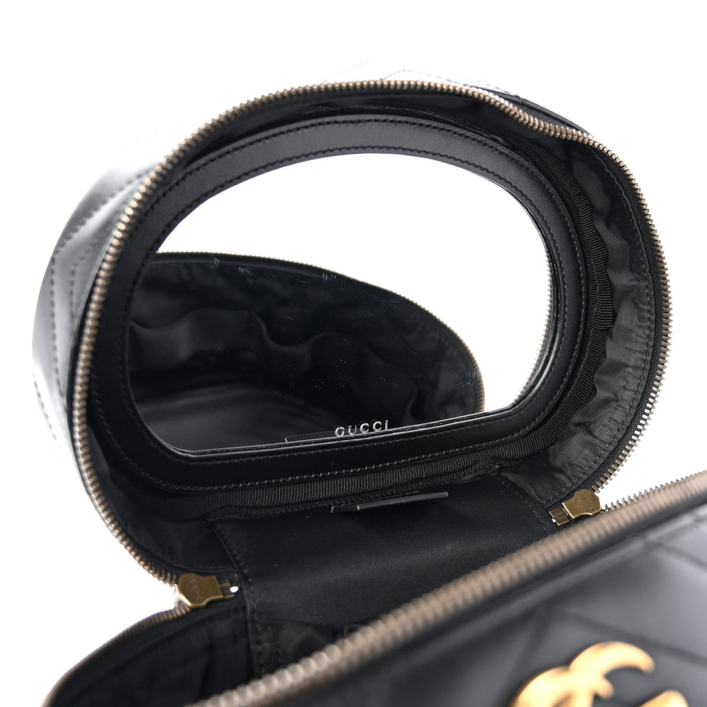 Calfskin Matelasse Small GG Marmont Vanity Cosmetic Case Black