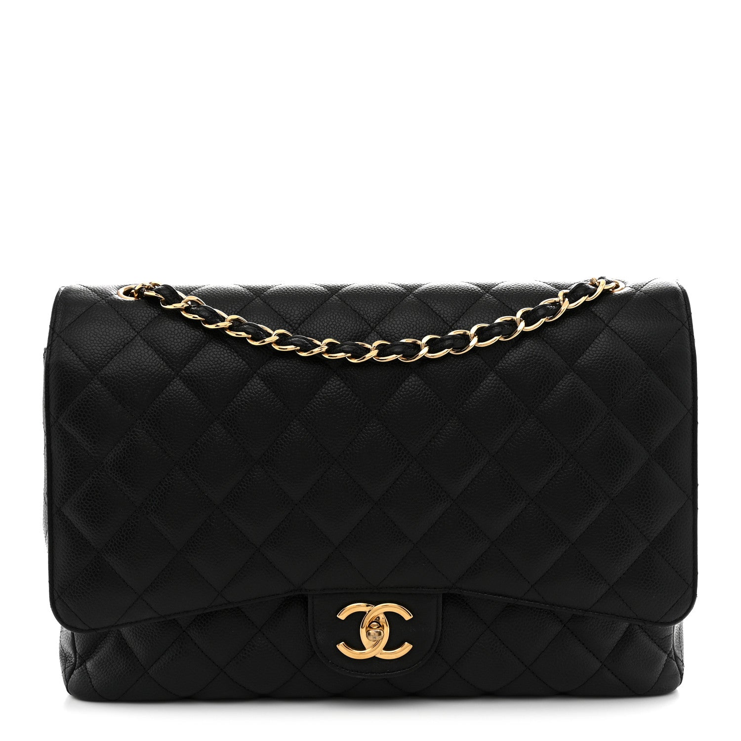 Caviar Quilted Maxi Double Flap Black