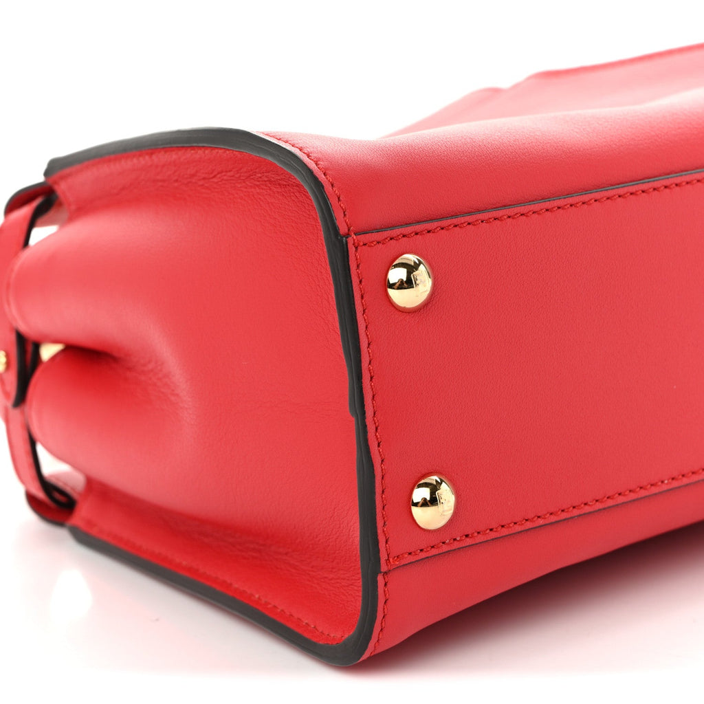 Vitello Seta Canvas FF Embroidered Peekaboo Iconic Satchel Rosso Cardinale Multicolor
