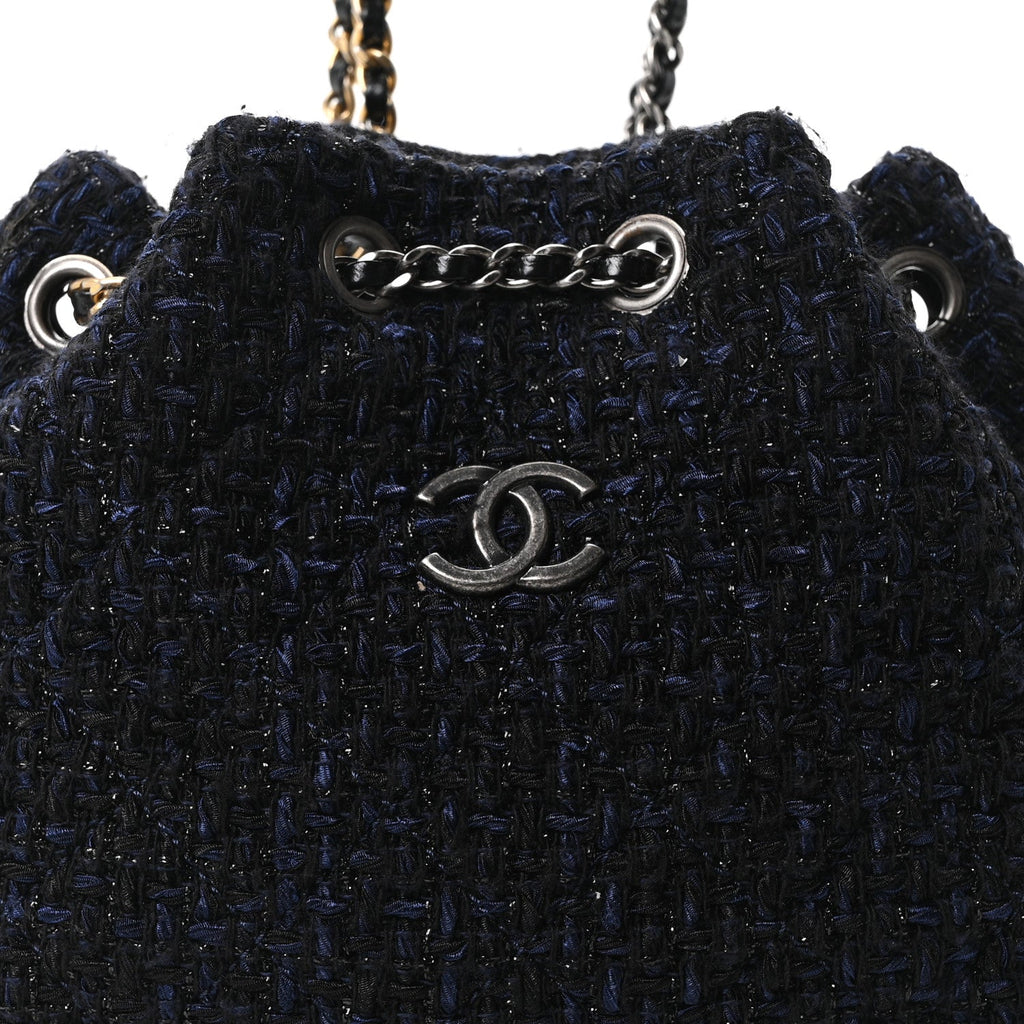 Tweed Calfskin Quilted Gabrielle Backpack Blue Multicolor