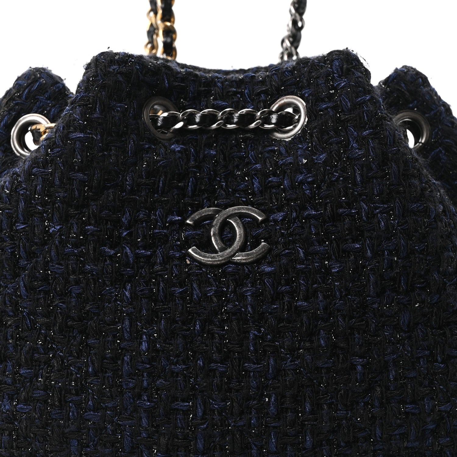 Tweed Calfskin Quilted Gabrielle Backpack Blue Multicolor
