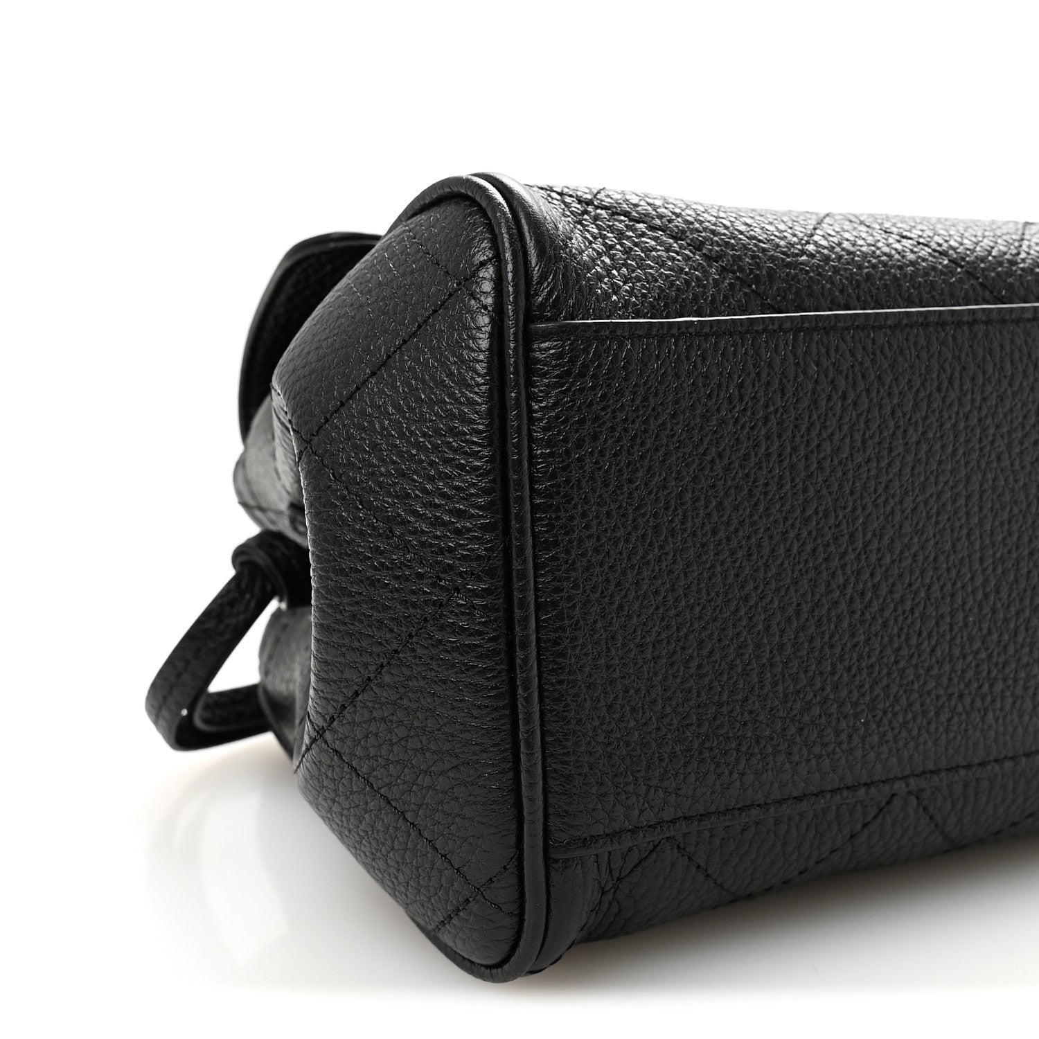 Grained Calfskin Stitched Urban Essentials Small Shopping Bag Black