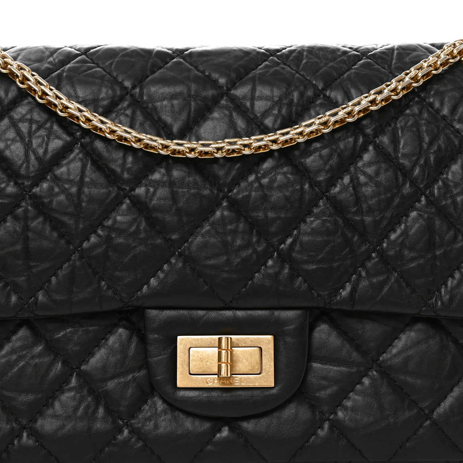 Aged Calfskin Quilted 2.55 Reissue 227 Flap Black