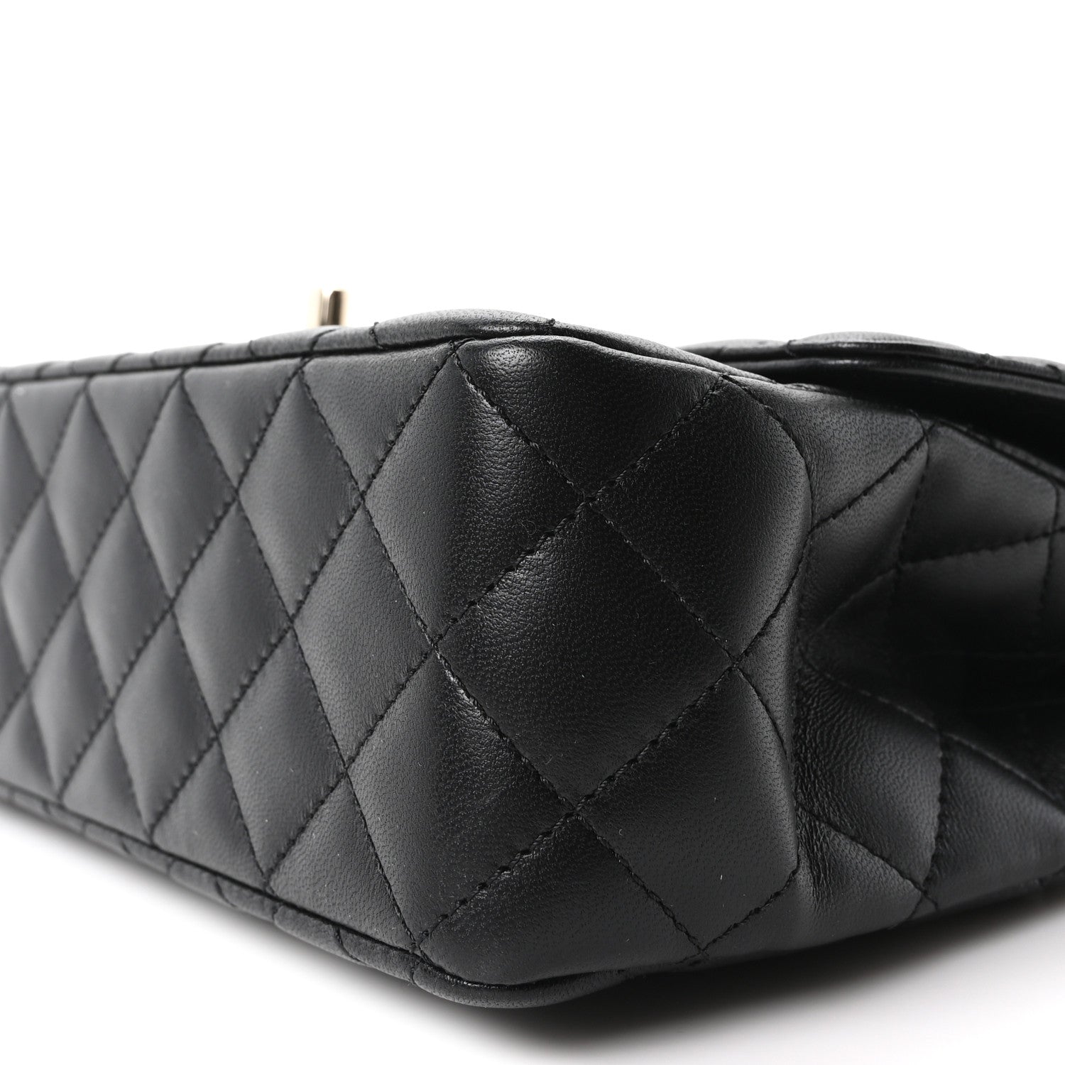 Lambskin Quilted Crystal Top Handle Small Rectangular Flap Black