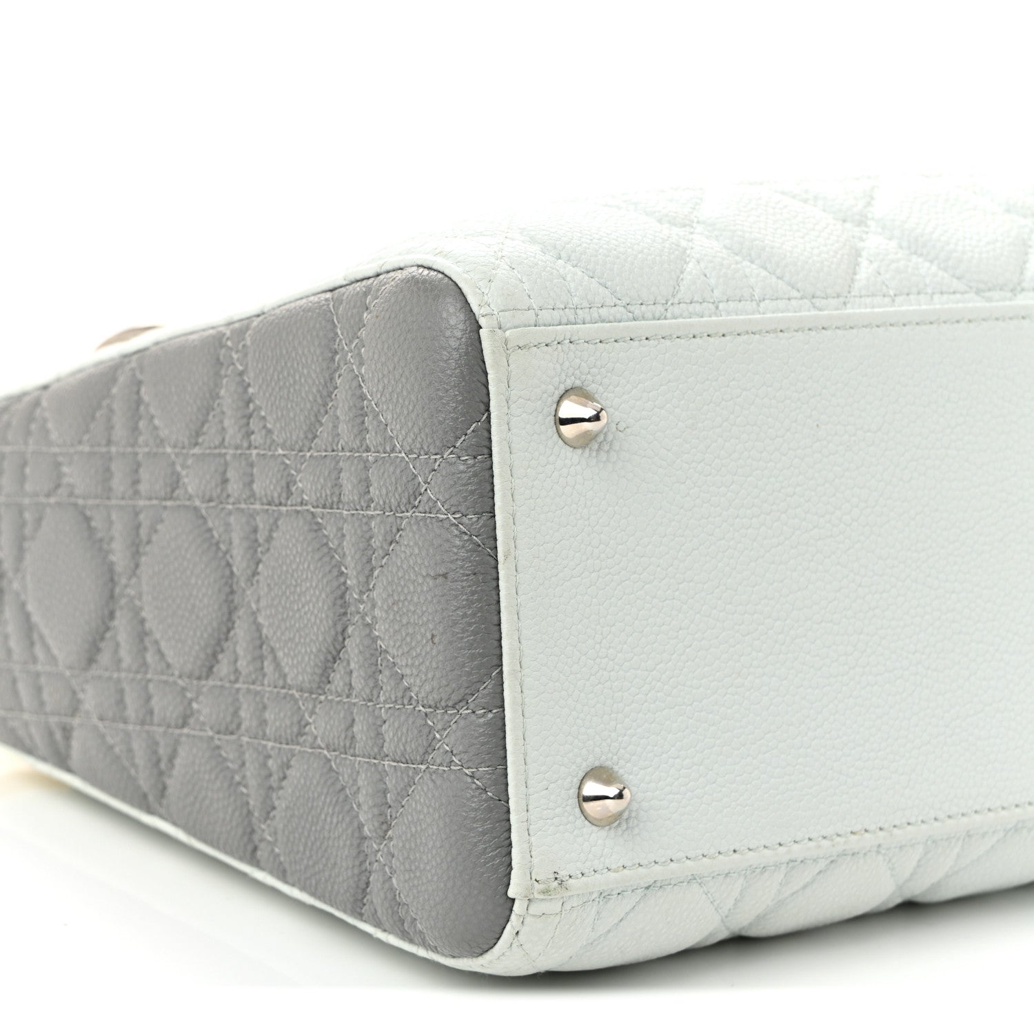 Grained Calfskin Cannage Medium Tri-Color Lady Dior Light Blue Grey Yellow