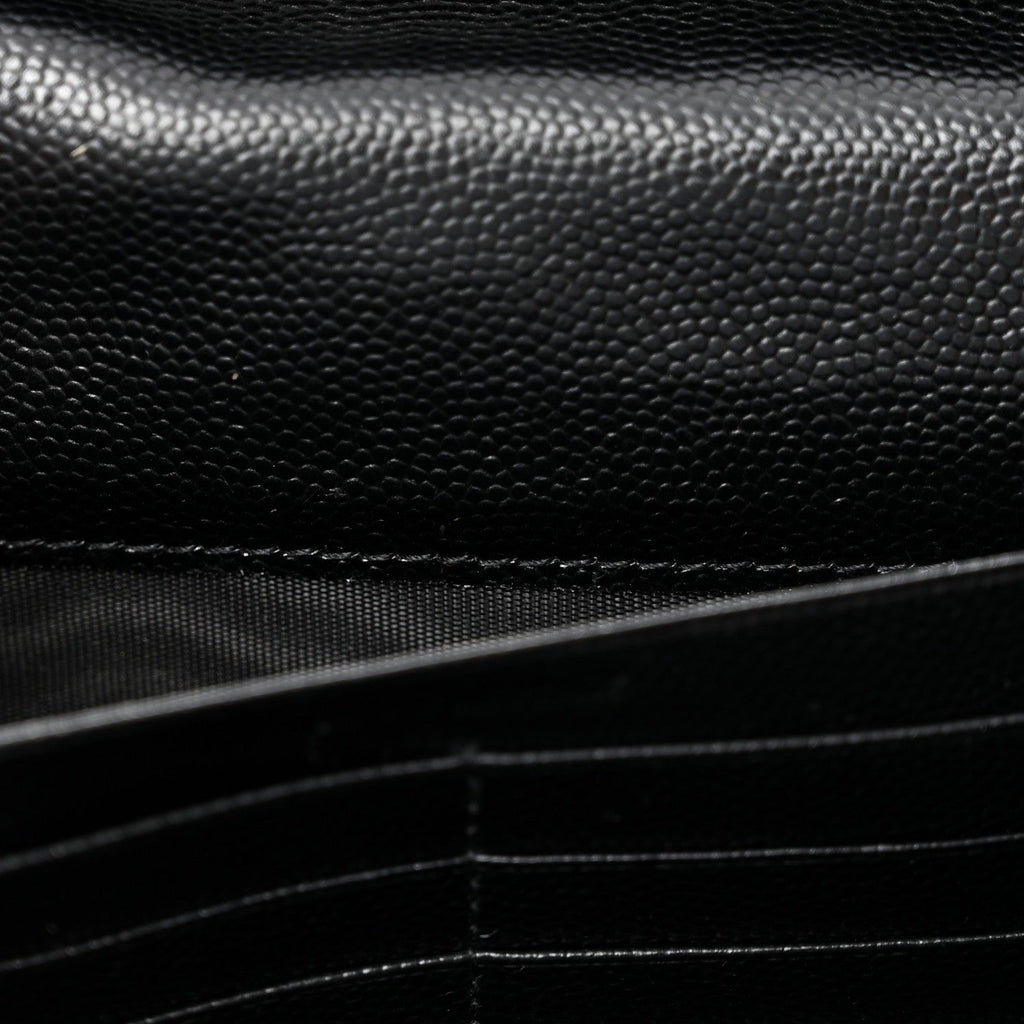 Grain De Poudre Matelasse Chevron Monogram Chain Wallet Black
