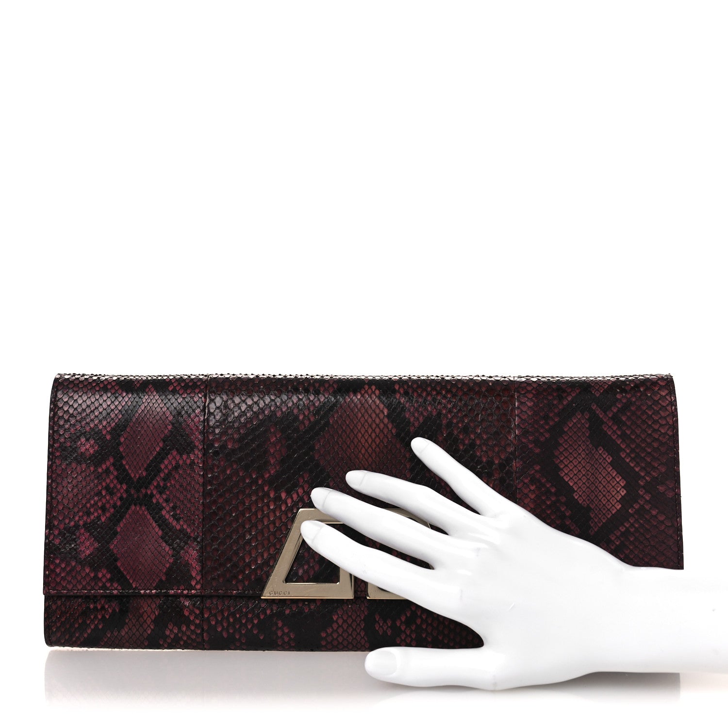 Snakeskin G Night Clutch Burgundy Black
