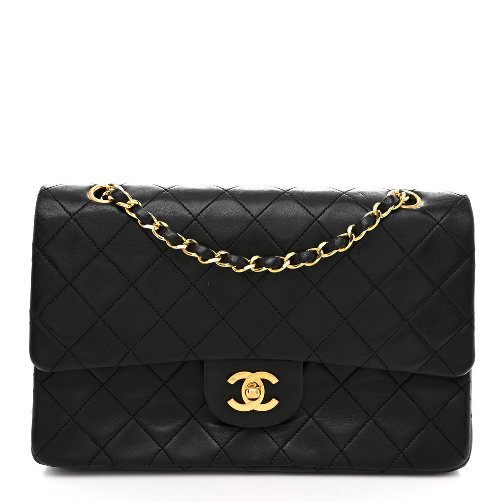 Lambskin Quilted Small Double Flap Black