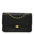 Lambskin Quilted Small Double Flap Black