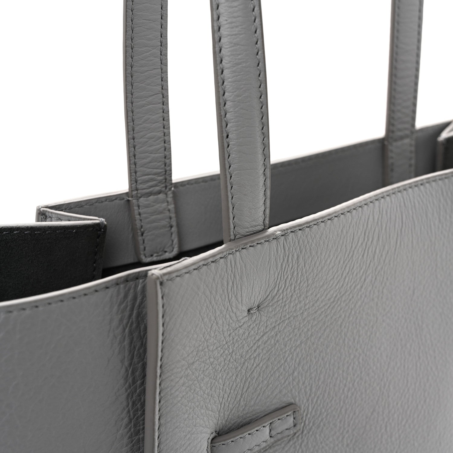 Calfskin Voyou Small North South Tote  Light Grey