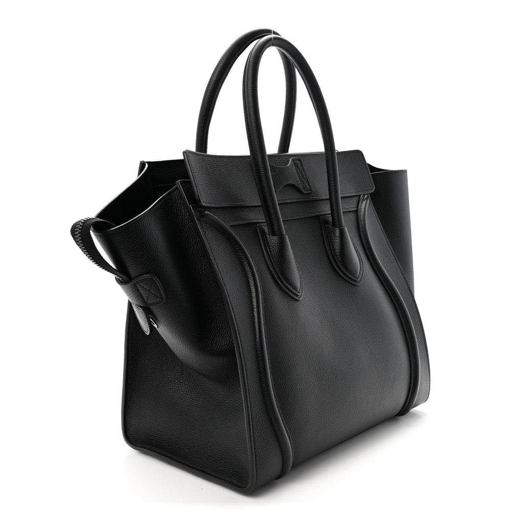 Drummed Calfskin Mini Luggage Black