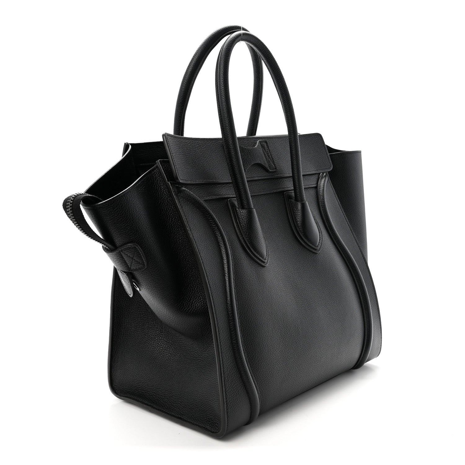 Drummed Calfskin Mini Luggage Black