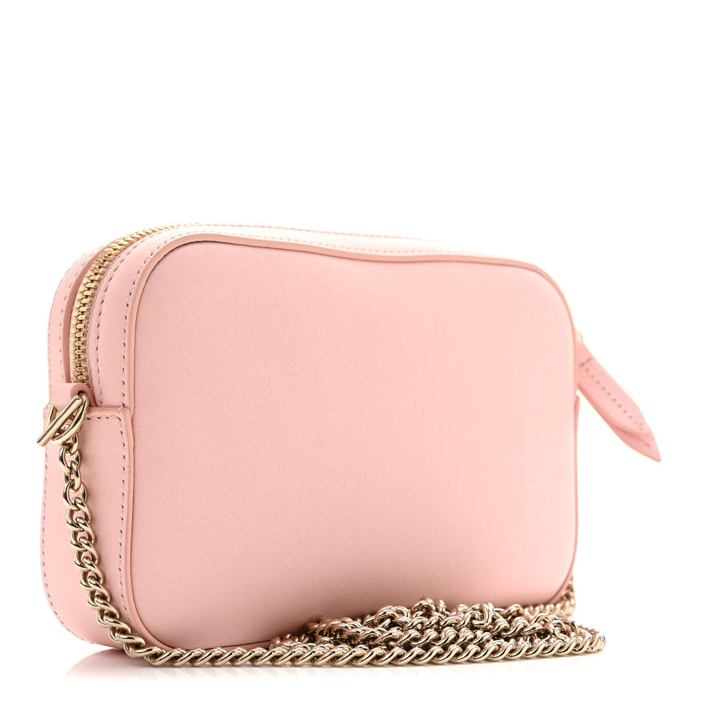 Dollar Calfskin Enamel Monochrome Super Mini GG Marmont Chain Shoulder Bag Light Pink Blue