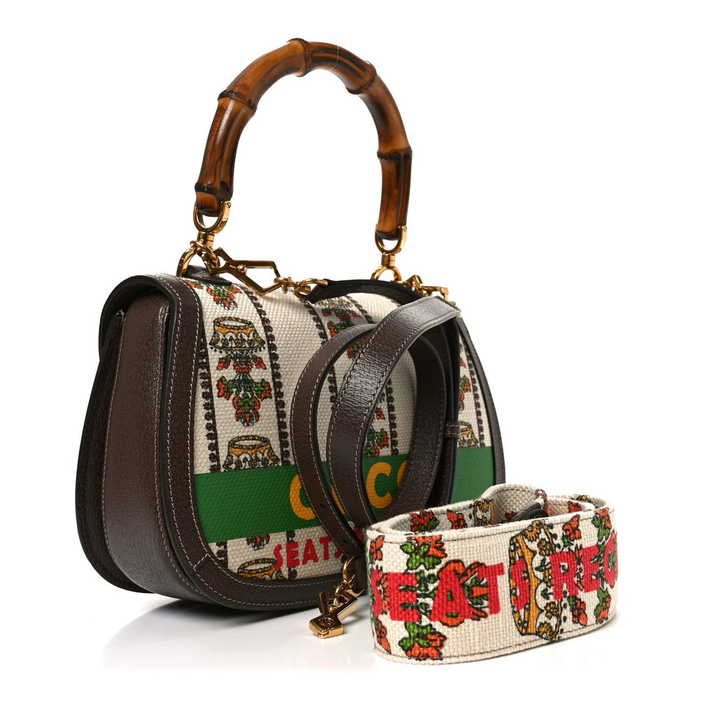 Canvas Calfskin 100 Centennial Music Medium Bamboo 1947 Top Handle Bag Multicolor