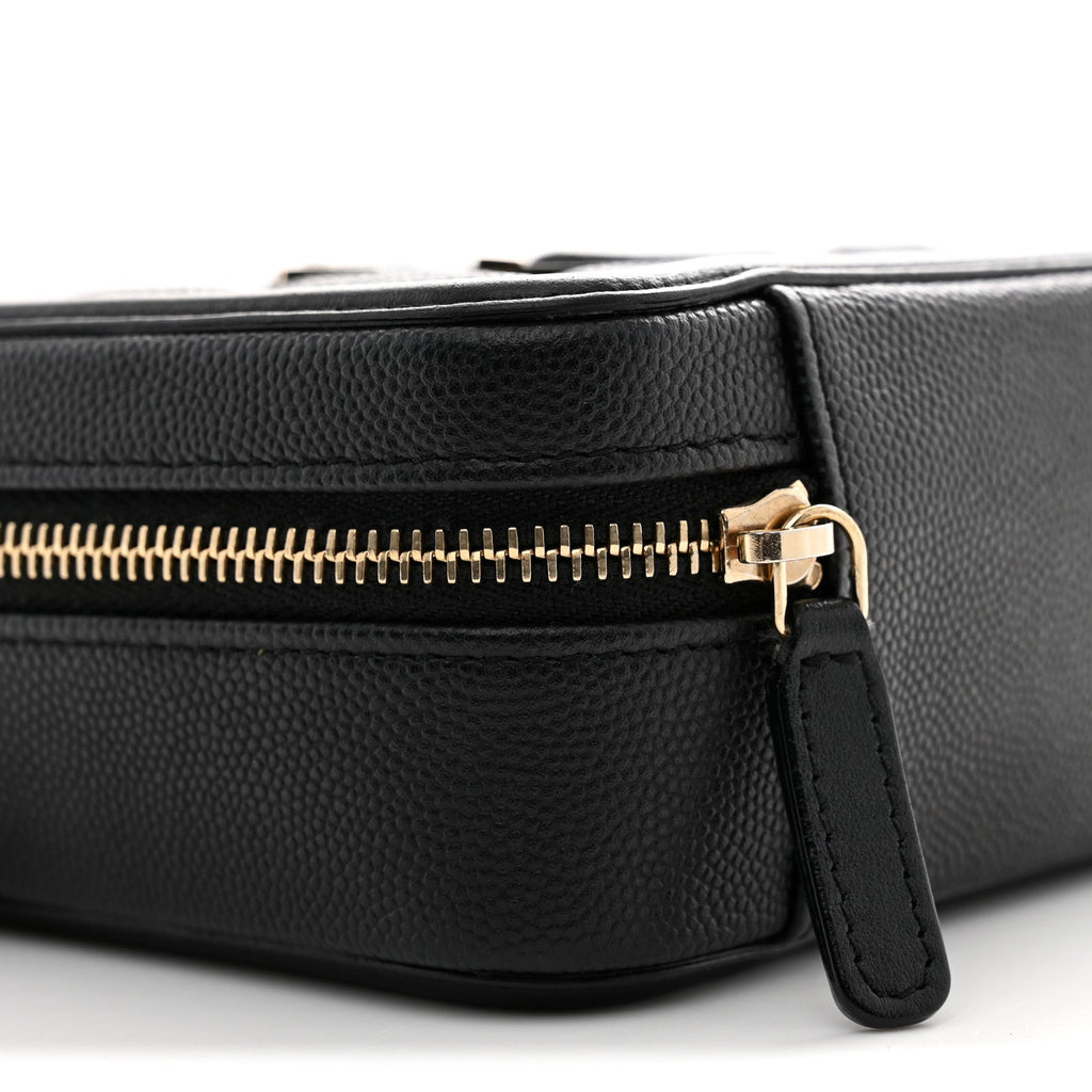 Caviar Quilted CC Filigree Vanity Clutch With Chain Black