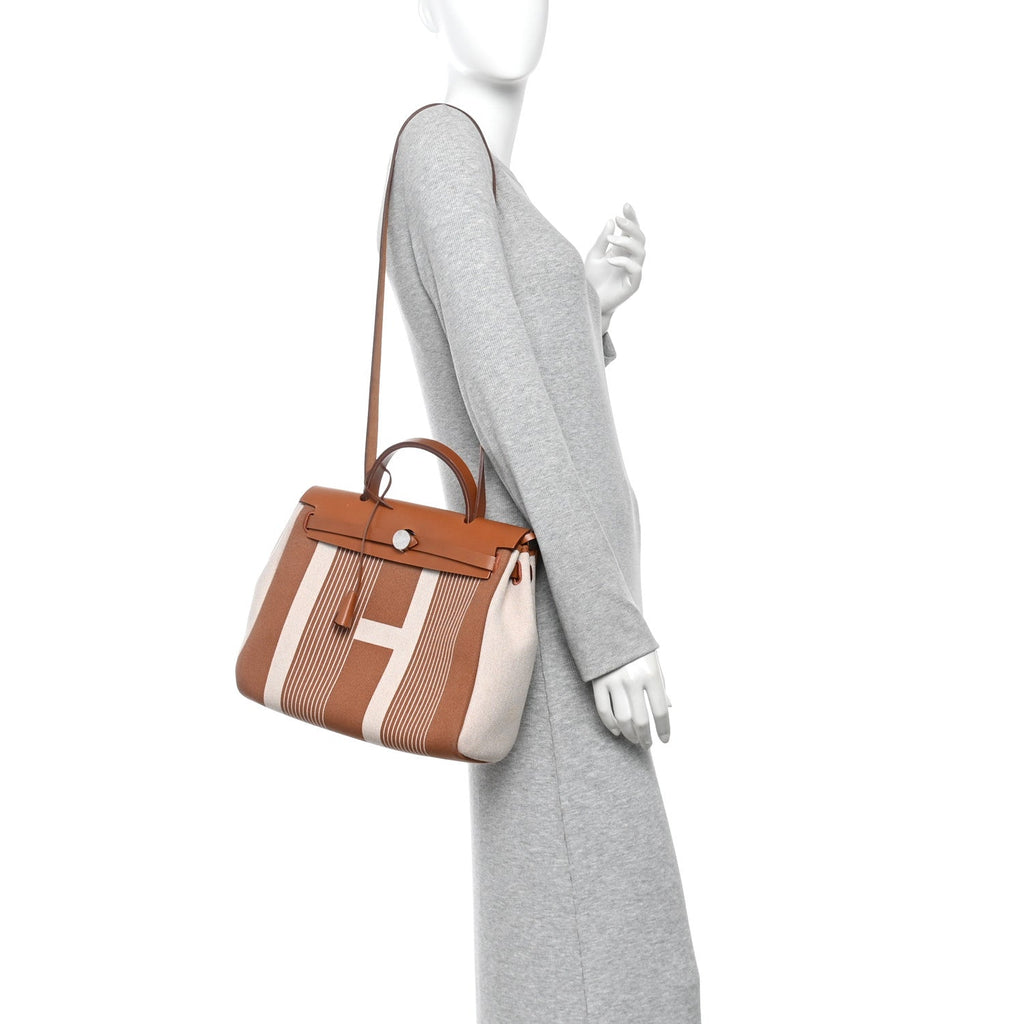 Vache Hunter Toile H Vibration Herbag Zip Retourne 31 PM Fauve Ecru Beige
