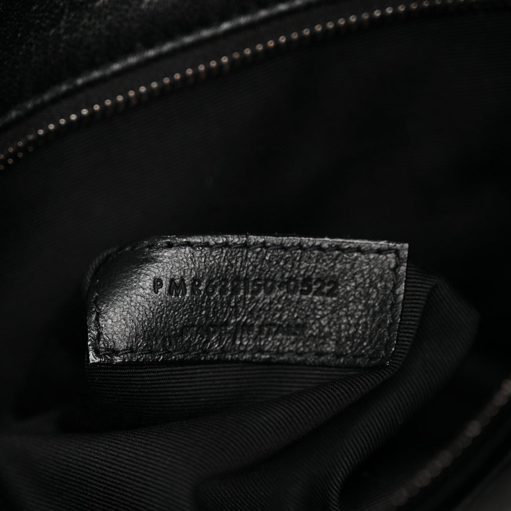 Crinkled Calfskin Monogram Medium Niki Chain Satchel Black