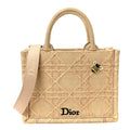 Raffia Cannage Crocheted Bee Mini Book Tote with Strap Natural