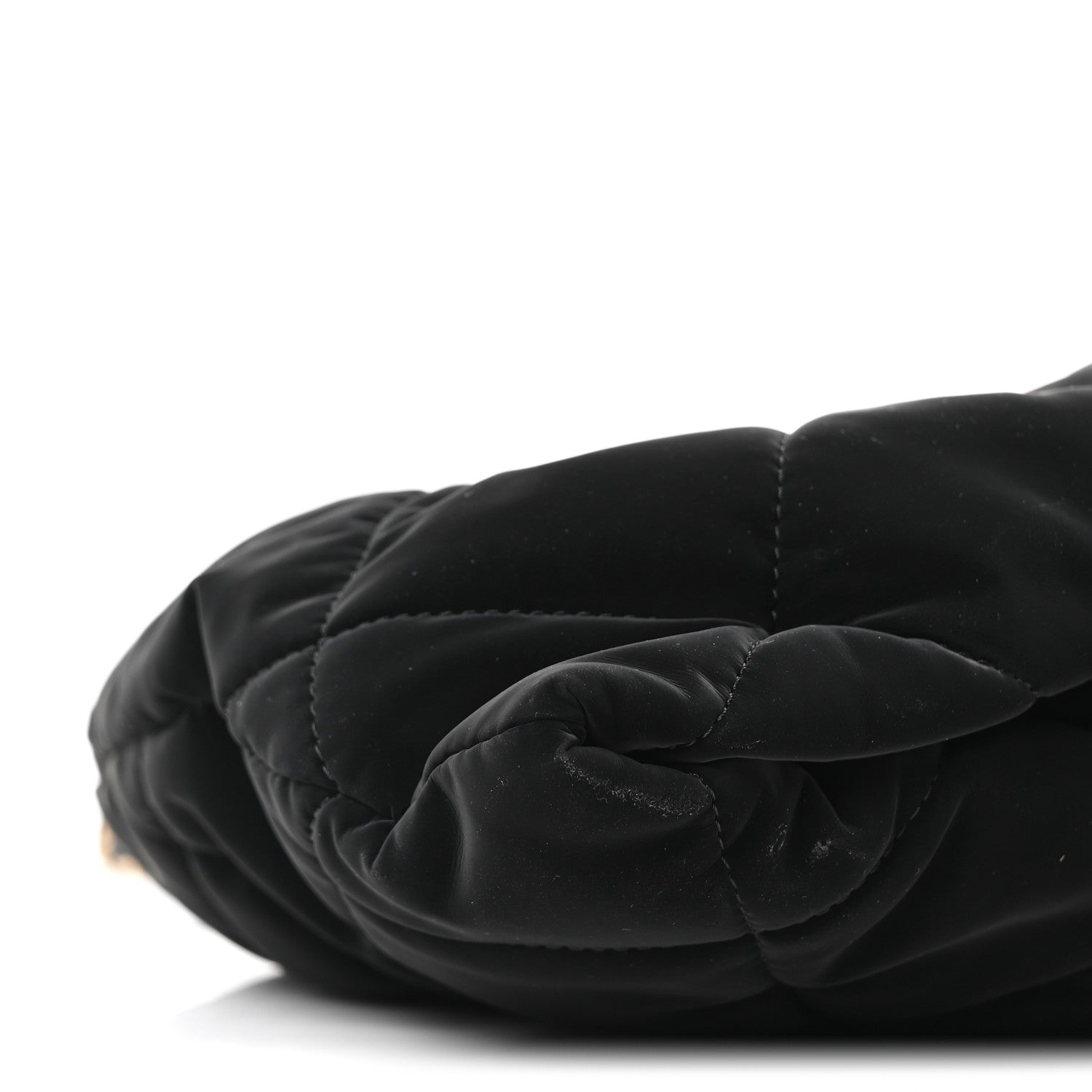 Velvet Effect Nylon Quilted Bow Bag Black