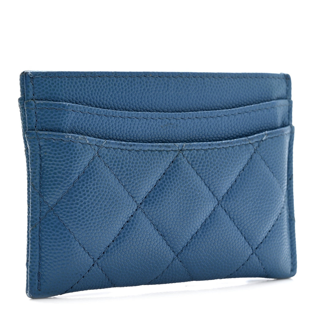 Caviar Quilted Card Holder Blue
