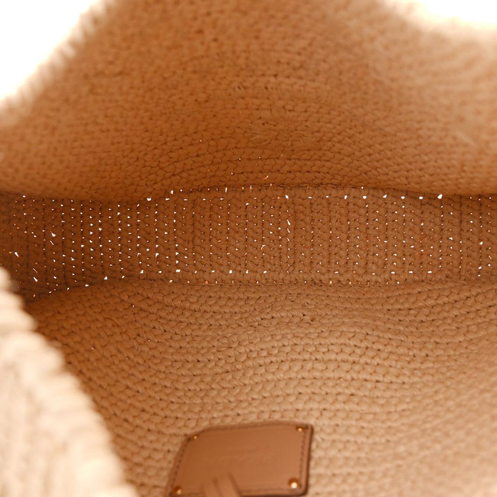 Yarn Raffia Effect Crochet Embroidered Logo Hobo Naturale