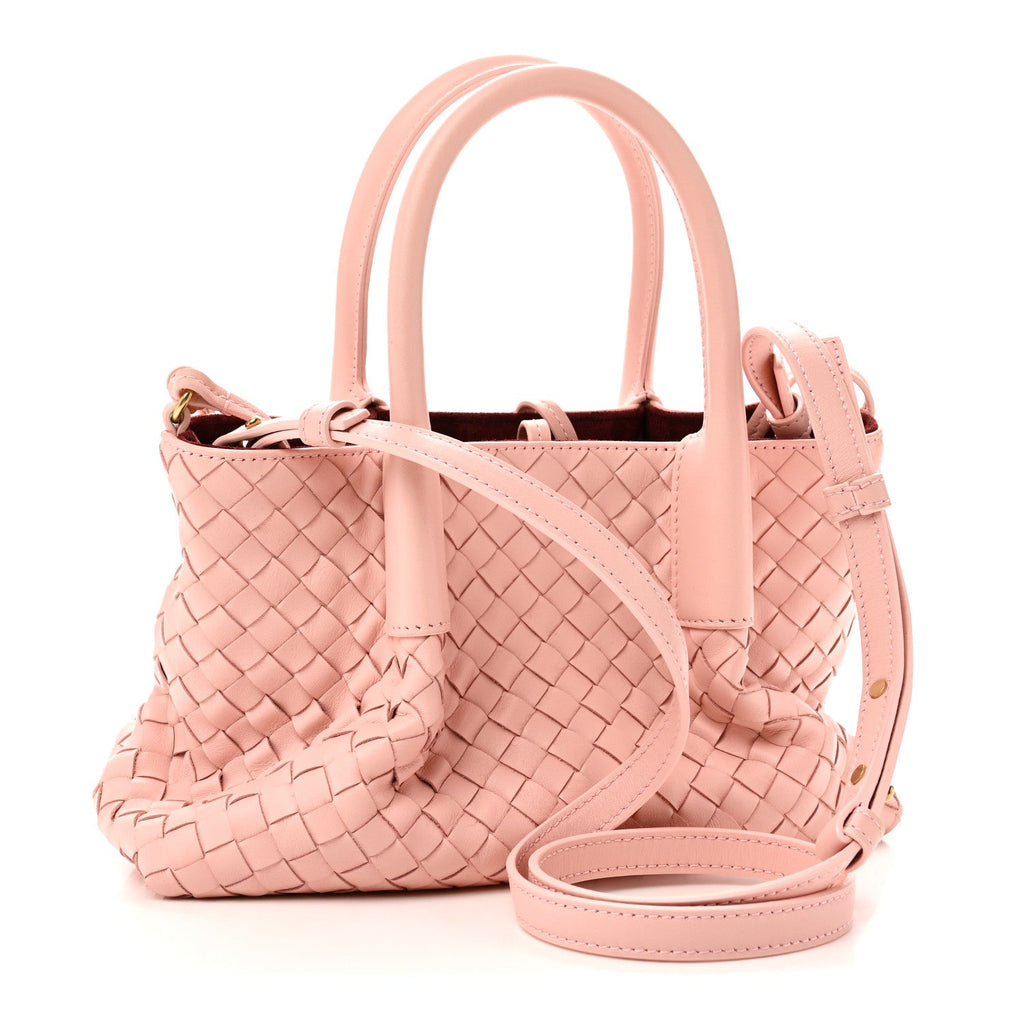 Calfskin Intrecciato Small Pinacoteca Tote Rose Barolo