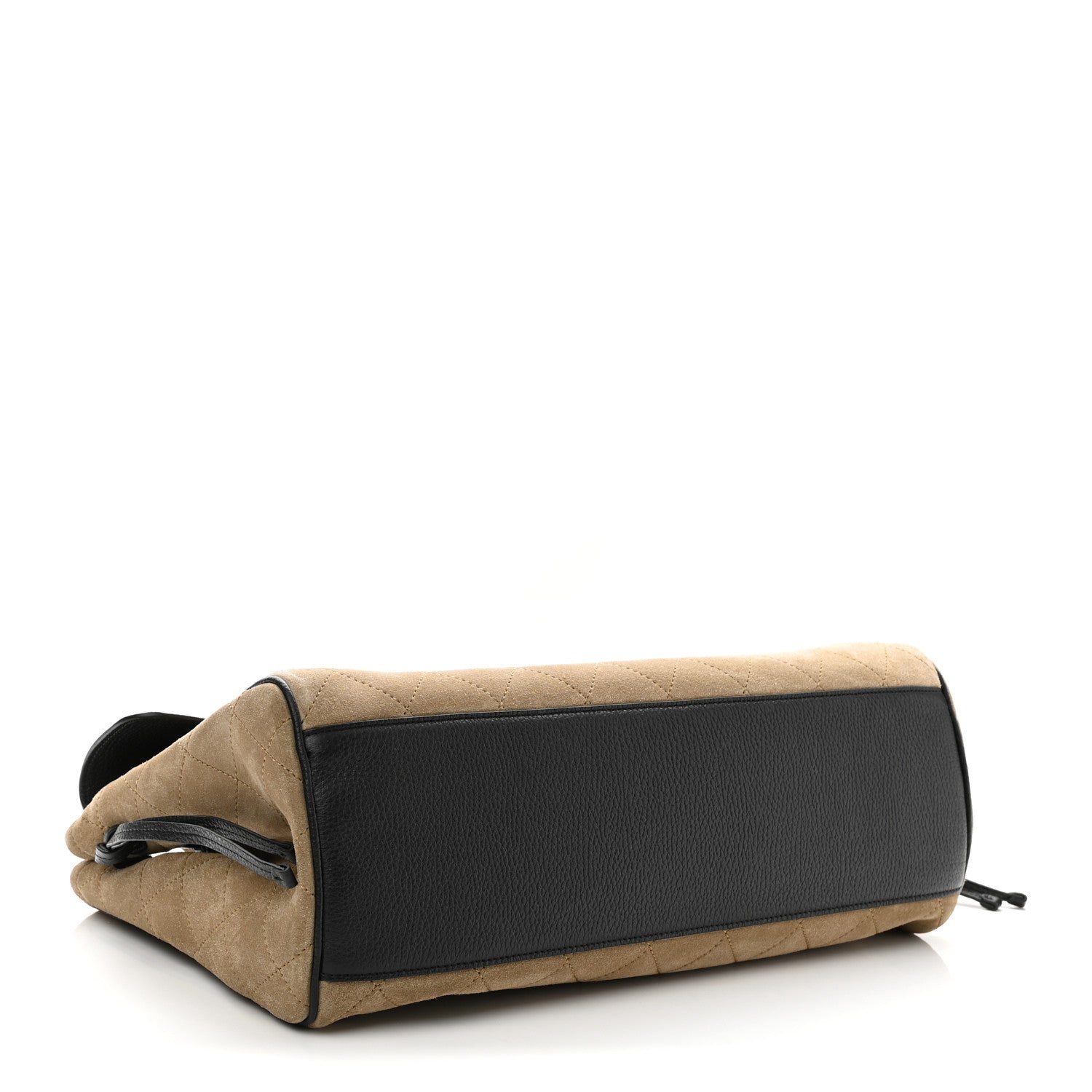 Grained Calfskin Suede Urban Essentials Large Shopping Bag Dark Beige Black Dark Beige Black