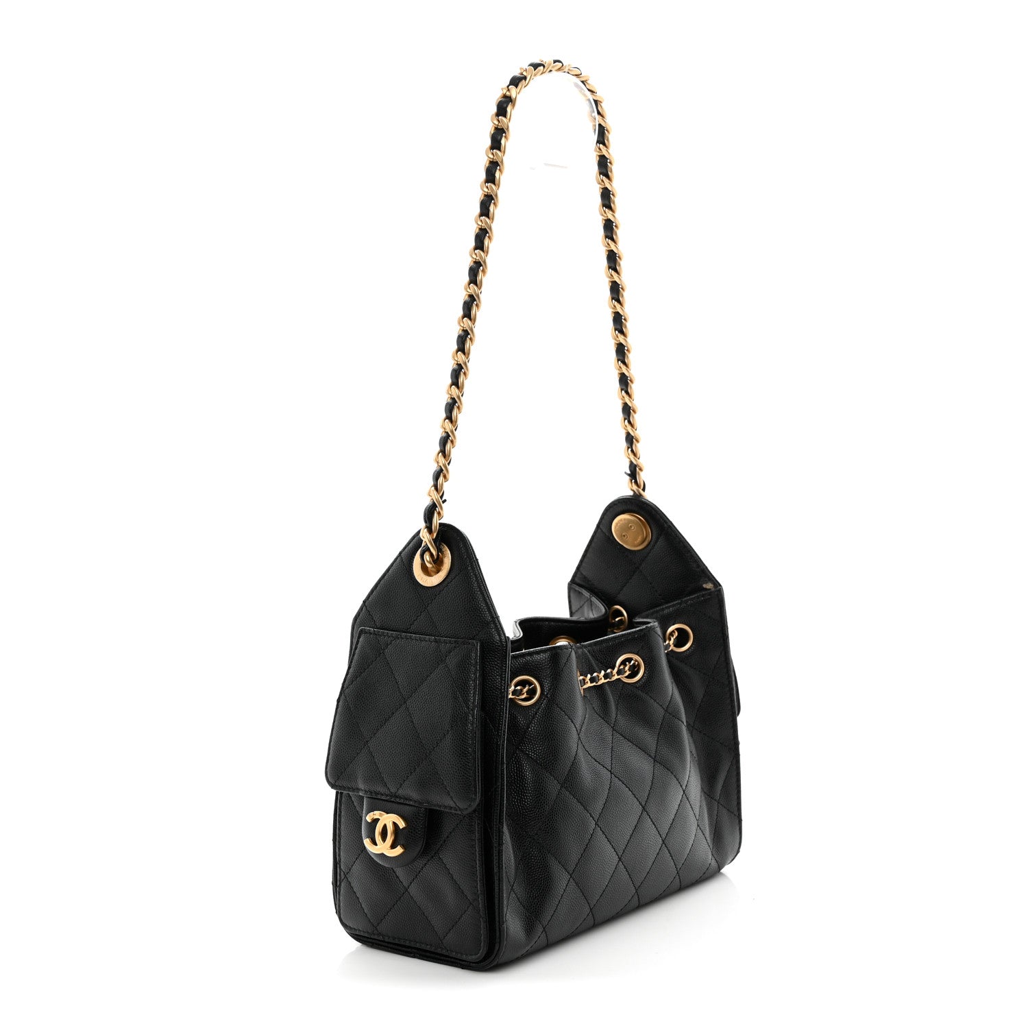 Caviar Quilted Mini Chanel 25 Handbag Black Black