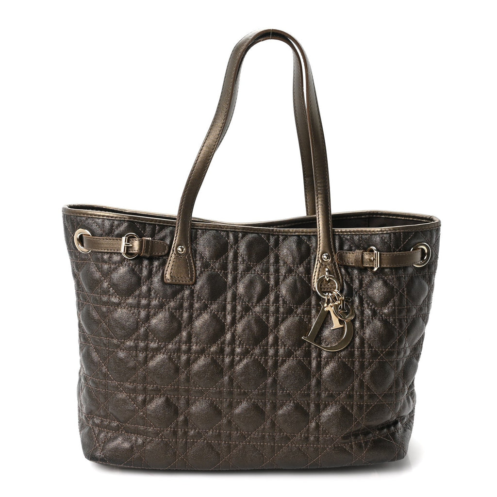 Coated Canvas Cannage Small Panarea Tote Bronze