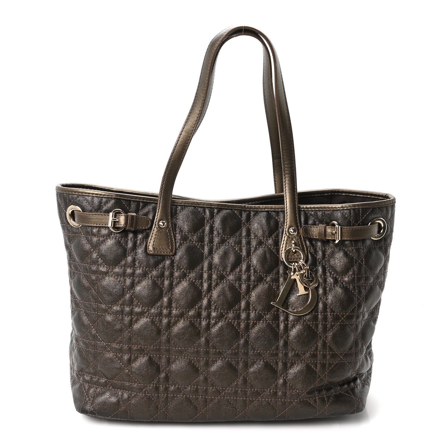 Coated Canvas Cannage Small Panarea Tote Bronze