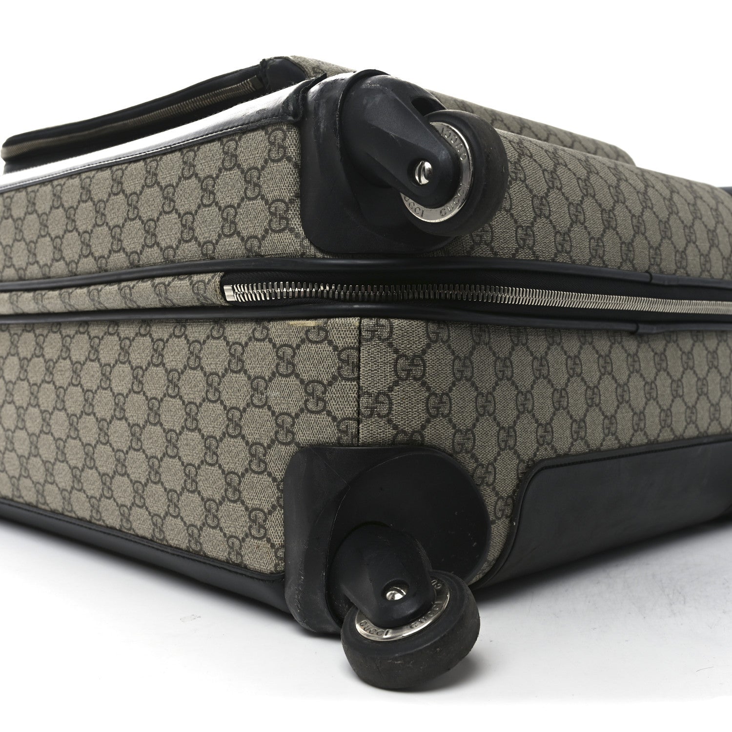 GG Supreme Monogram Four Wheel Suitcase Black