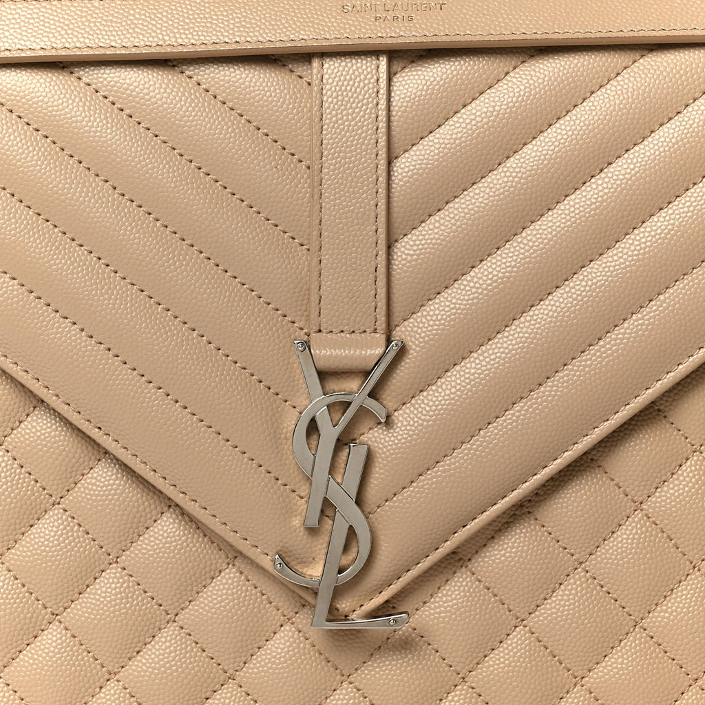 Grain De Poudre Large Tri-Quilt Monogram Satchel Dark Beige