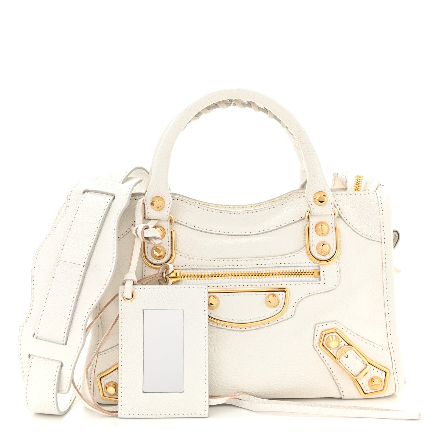 Chevre Gold Metallic Edge Hardware Mini City White