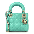 Lambskin Cannage Mini Lady Dior Aquamarina