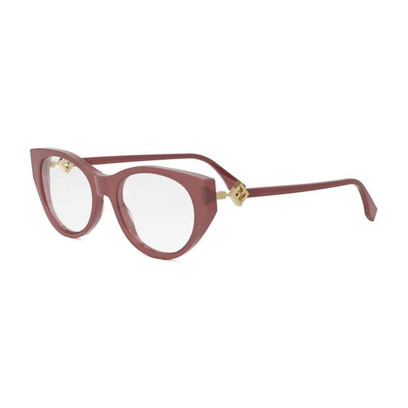 Fendi Eyeglasses Cat Eye Full Rim, Glossy Red Frame and Clear Demo Lenses Lens FE50099I069