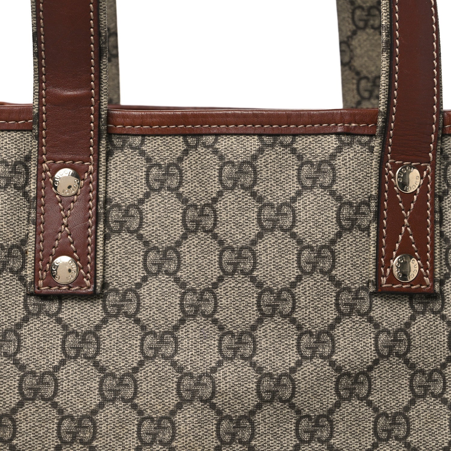 GG Plus Monogram Small Signature Web Loop Vertical Tote Light Brown