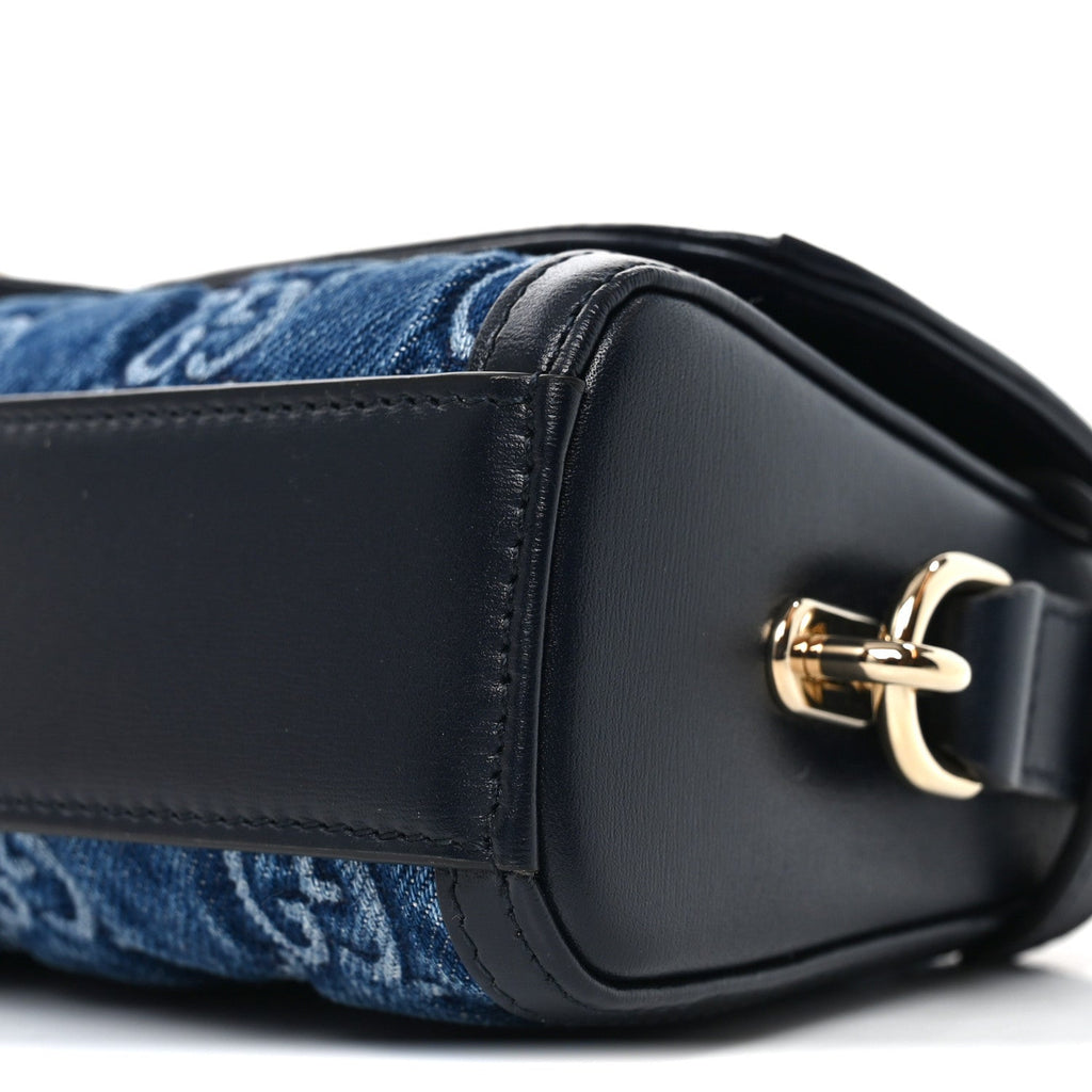 GG Monogram Denim Small Luce Shoulder Bag Blue