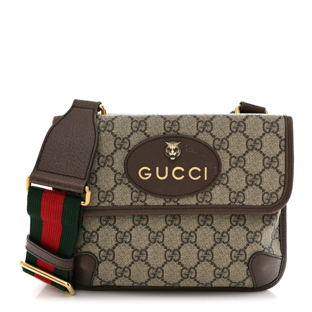 GG Supreme Monogram Web Small Neo Vintage Double Flap Messenger Bag Beige New Acero