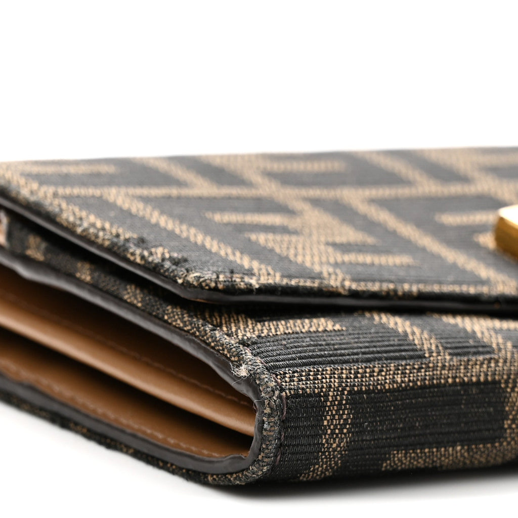 Fabric Jacquard FF 1974 Continental Wallet On Chain Tobacco Moro