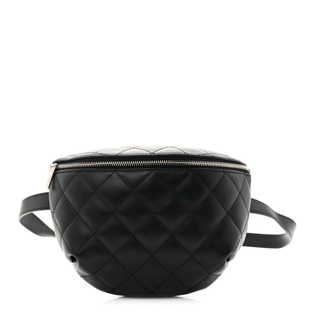 Calfskin Quilted Waist Belt Bag Black