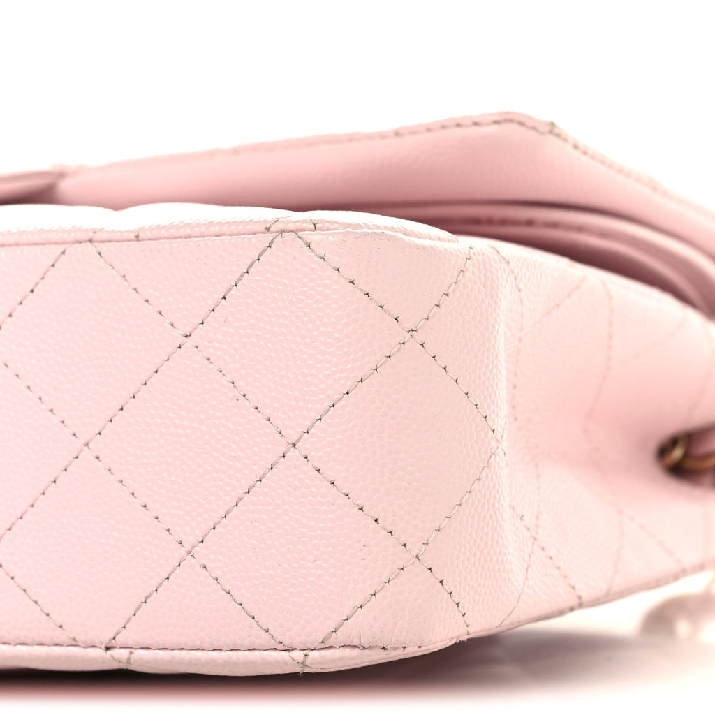 Caviar Quilted Medium Double Flap Light Pink